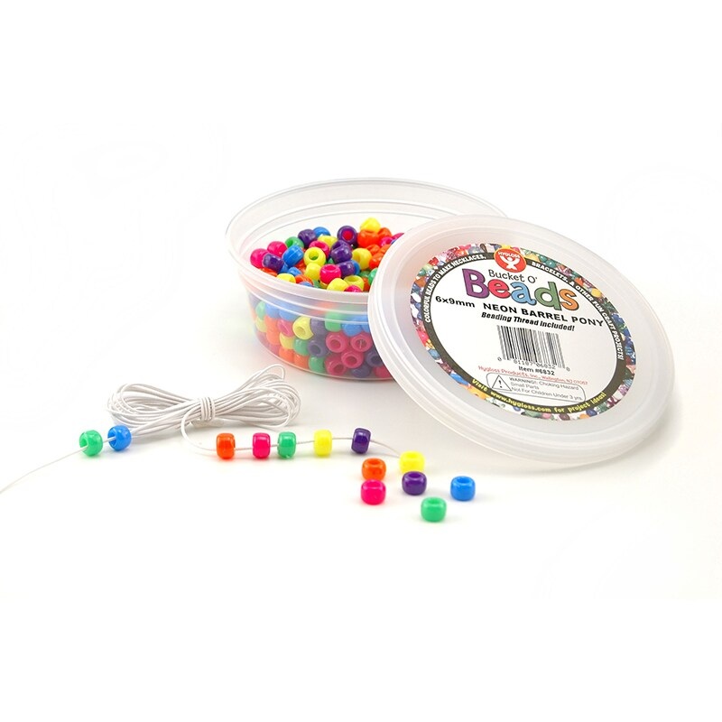 Bucket O Beads, Neon Barrel, 6 x 9 mm, Pack of 375