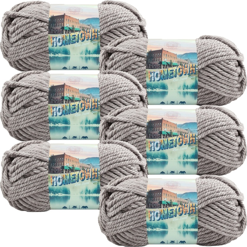 (6 Pack) Lion Brand Yarn Hometown Yarn, Dallas Grey