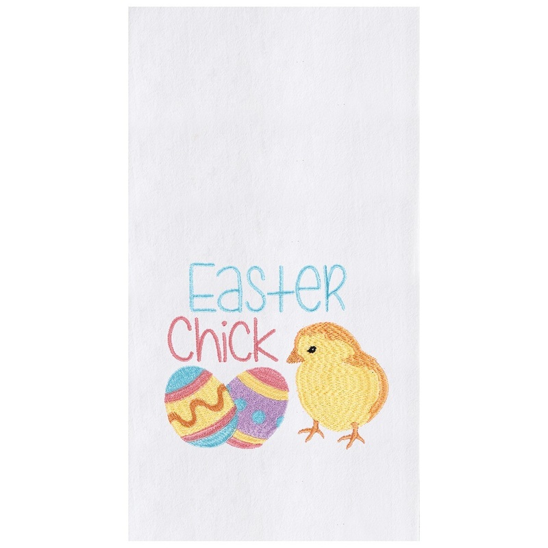 “Easter Chick” w/ Spring Eggs Flour Sack Embroidered Flour Sack Kitchen Dishtowel