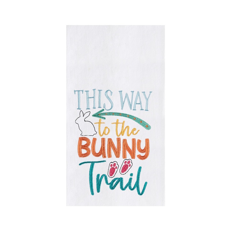 “This Way to the Bunny Trail” Easter Rabbit Spring Theme Kitchen Dishtowel