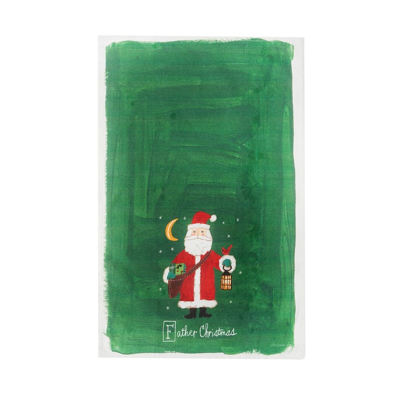 Father Christmas Alphabet Printed Kitchen Towel