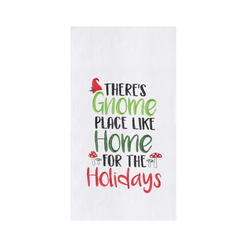 “Gnome Place Like Home” Christmas Flour Sack Dishtowel