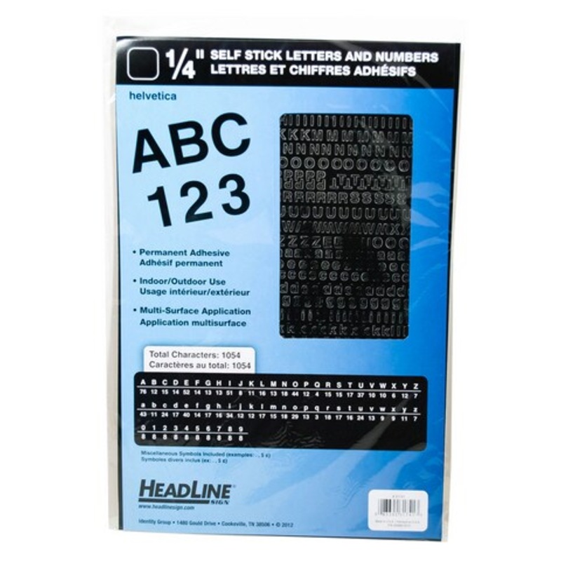 STICK ON VINYL LETTERS HELVETICA 1/4IN CAPS BLACK