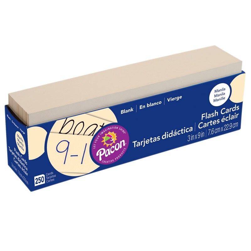 Blank Flash Card Dispenser Box, Manila, Unruled 3″ x 9