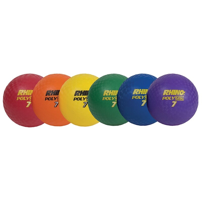 Rhino Poly 7″ Playground Ball Set, Assorted Colors, Set of 6