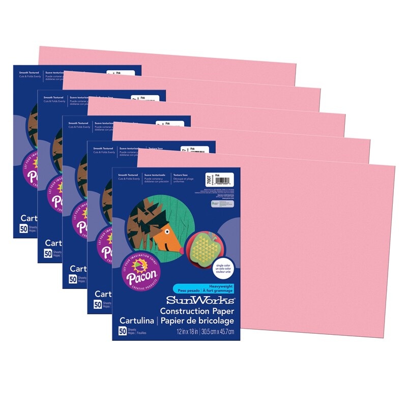 Construction Paper, Pink, 12″ x 18