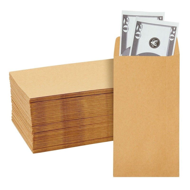 Juvale 100 Pack Brown #7 Small Money Envelopes for Cash, 3.5 x 6.5 Inch Budgeting, Banks, Money Saving Challenges, Currency Envelopes for Coins, Budget Planning, 130 GSM