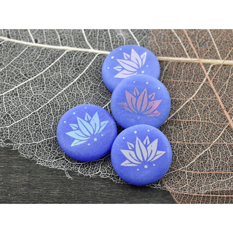*8* 17mm Periwinkle AB Laser Tattoo Lotus Flower Coin Beads