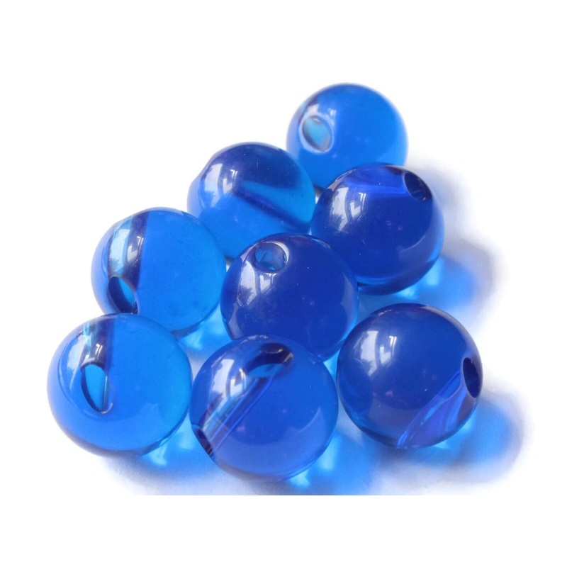 8 12mm 1/2 Inch Blue Vintage Lucite Ball Buttons