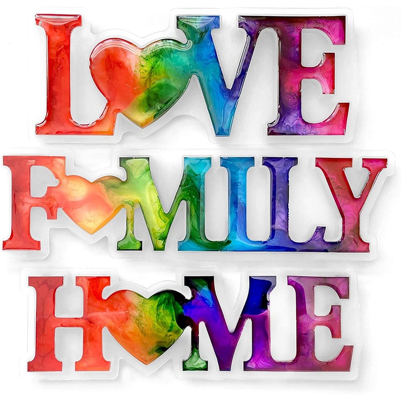 Pixiss Resin Mold Family, Love, Home Silicone Molds with 3pcs Epoxy Resin Molds
