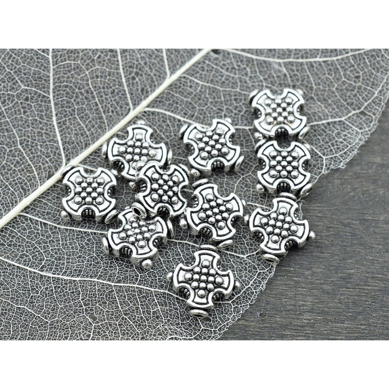 *20* 12mm Antique Silver Medieval Cross Beads