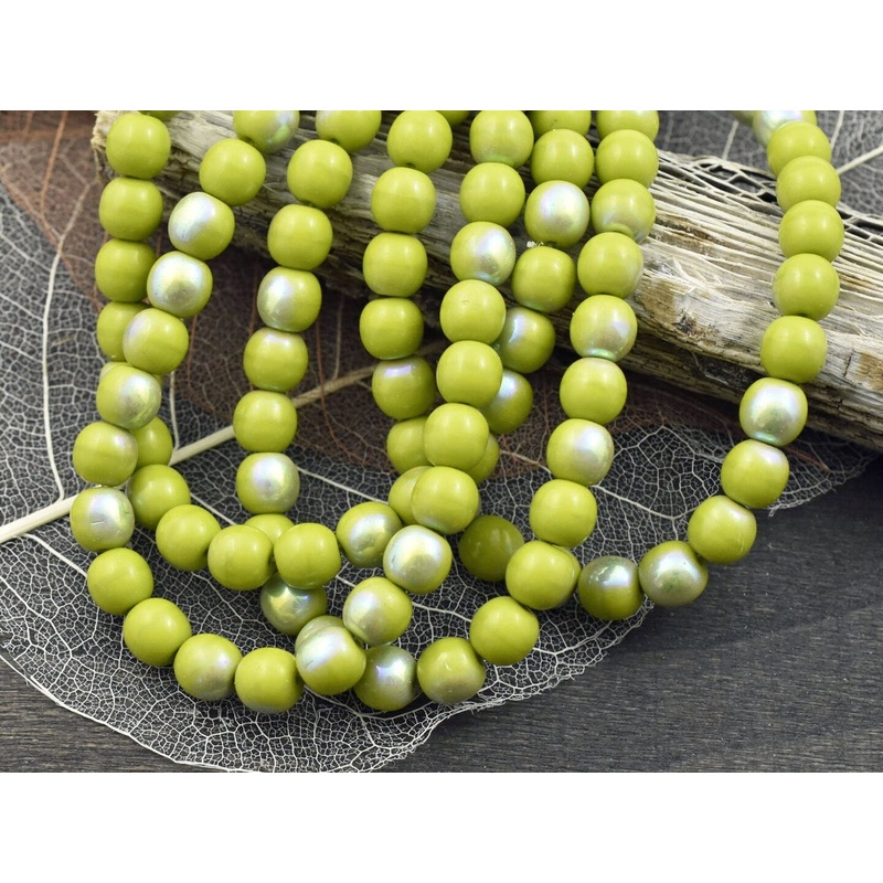 *30* 6mm Opaque Chartreuse AB Round Druk Beads