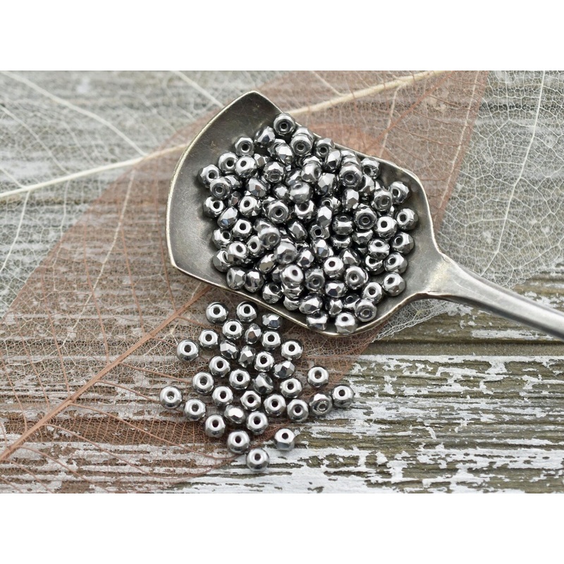 6g 2x3mm Chrome Plated Faceted Micro Spacer Beads