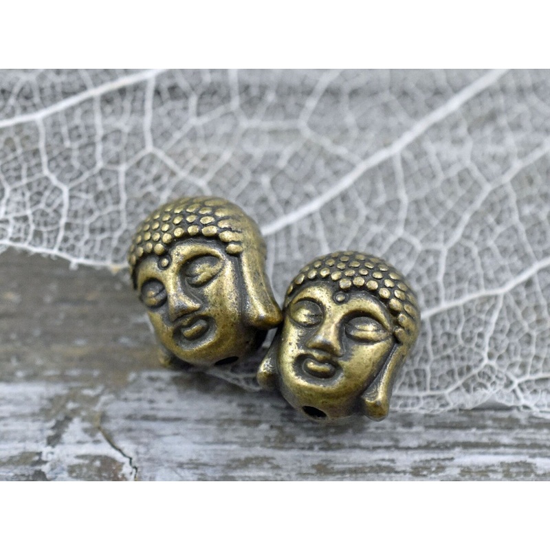 *10* 10x8mm Antique Bronze Buddha Head Beads