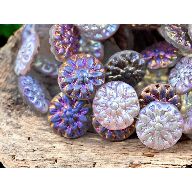 *10* 14mm Crystal AB Marea Dahlia Coin Beads