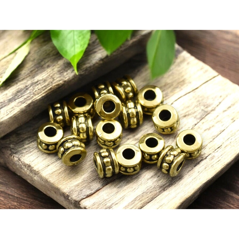 *100* 4x6mm Antique Gold Large Hole Rondelle Spacer Beads