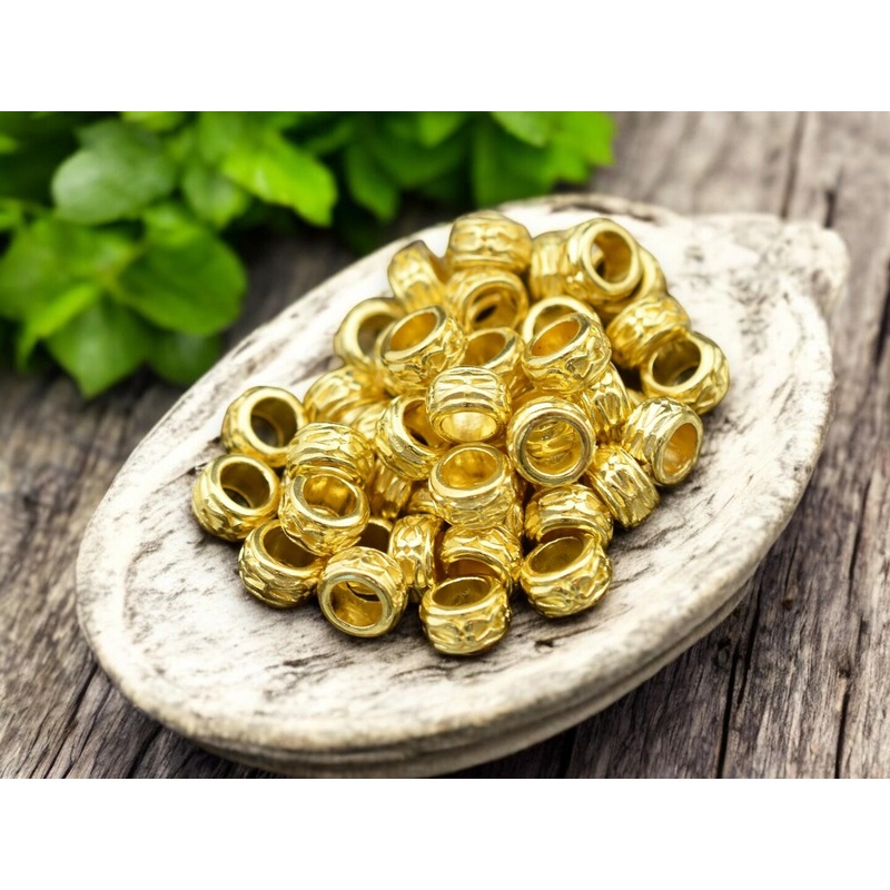 *100* 7x4mm Gold Large Hole Rondelle Spacer Beads