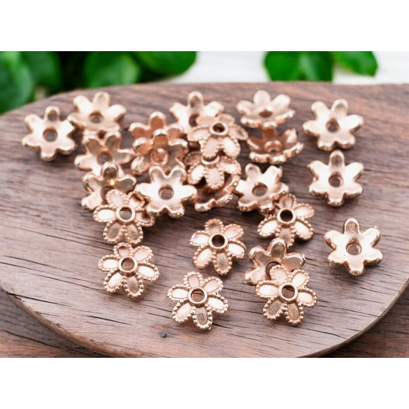 *100* 8mm Rose Gold Bead Caps