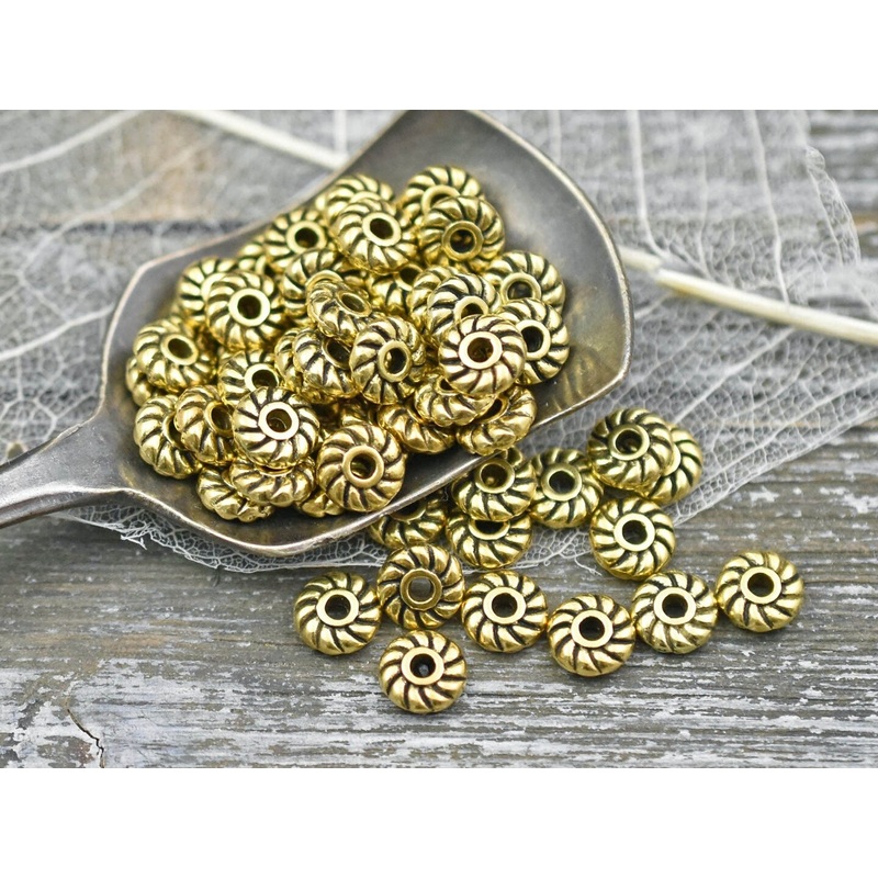 *250* 6mm Antique Gold Rope Heishi Spacer Beads