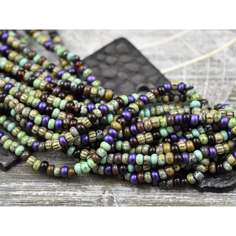 4/0 Aged Velvet Sunrise Picasso Seed Bead Mix (20″ Strand)