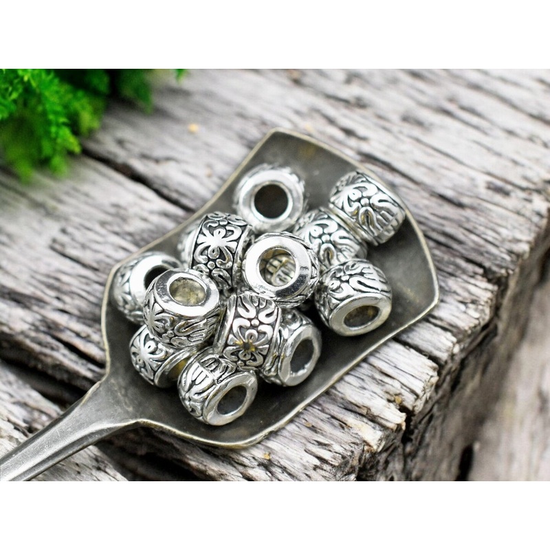 *50* 8x5mm Antique Silver Large Hole Rondelle Beads