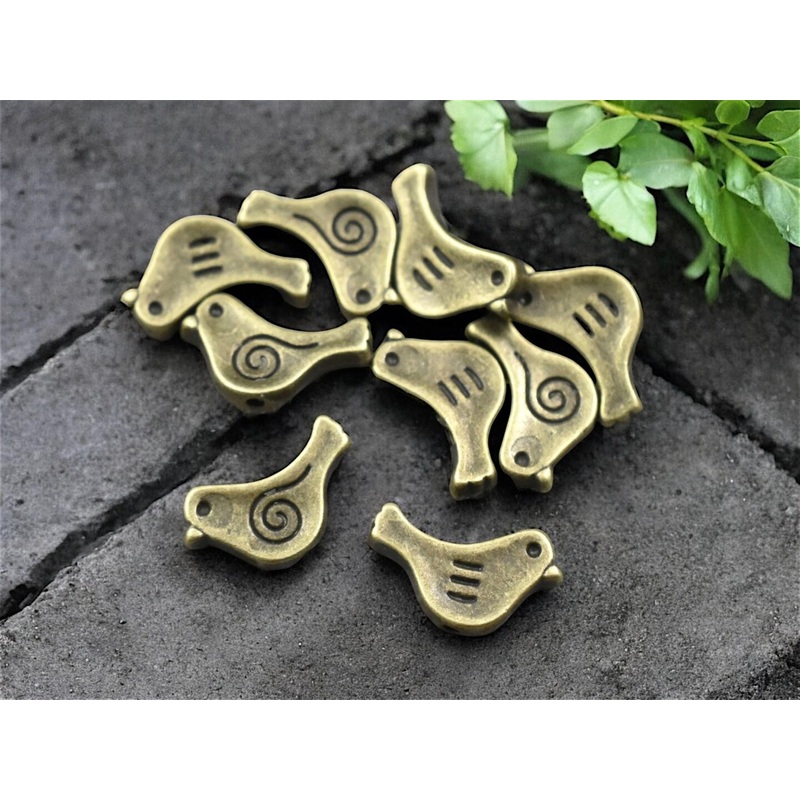 *50* 9x15mm Antique Bronze Bird Beads