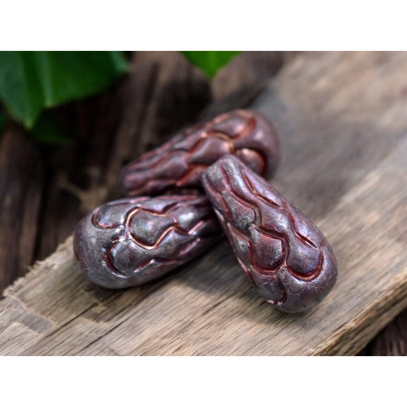 *6* 25x12mm Red Wine Nebula Mermaid Scale Large Drop Beads