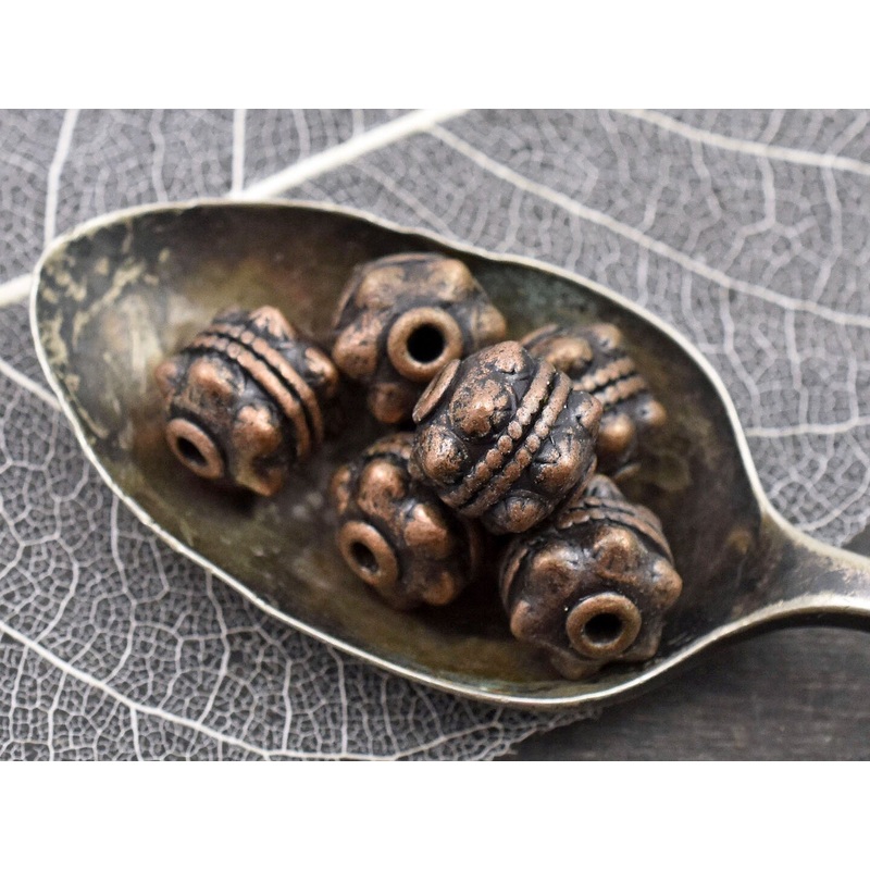 *10* 11x10mm Antique Copper Drum Beads