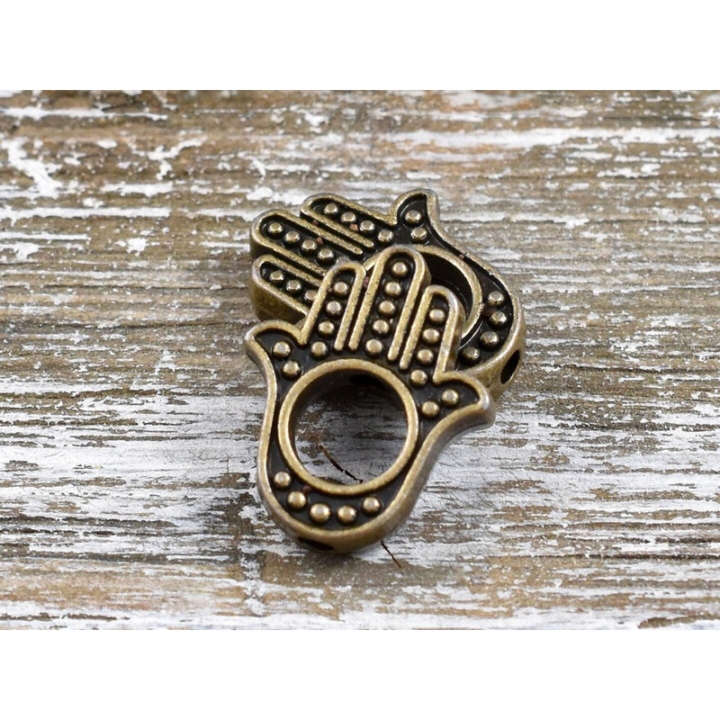 *10* 16x13mm Antique Bronze Hamsa Hand Frame Bead