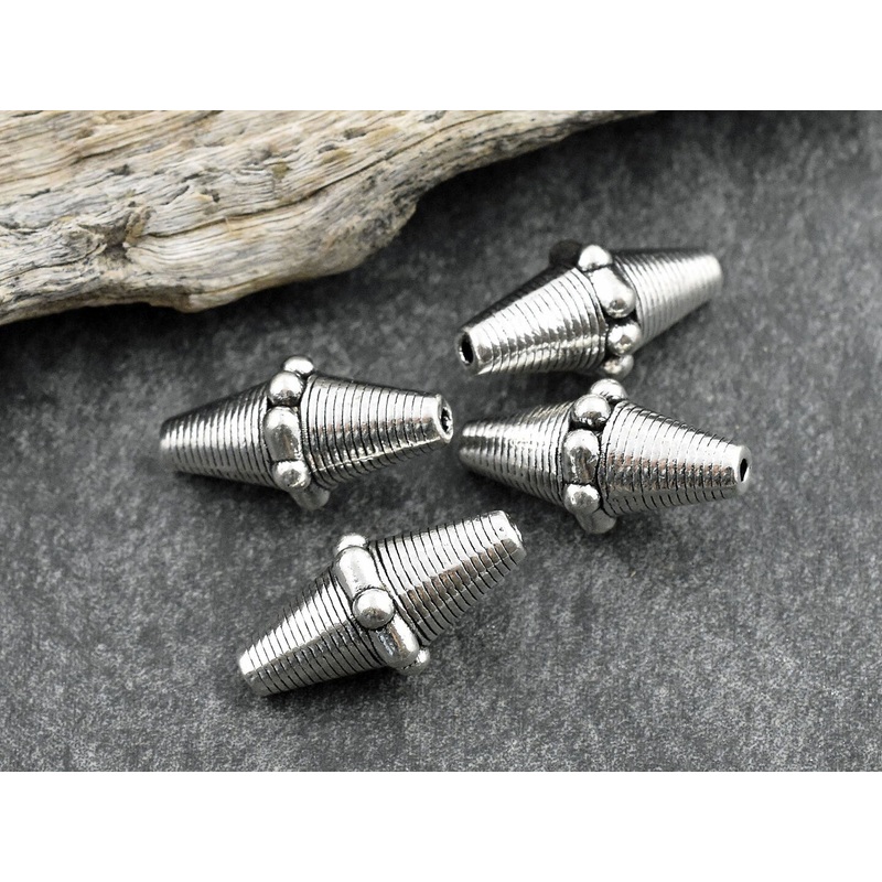 *10* 22x10mm Antique Silver Bicone Beads
