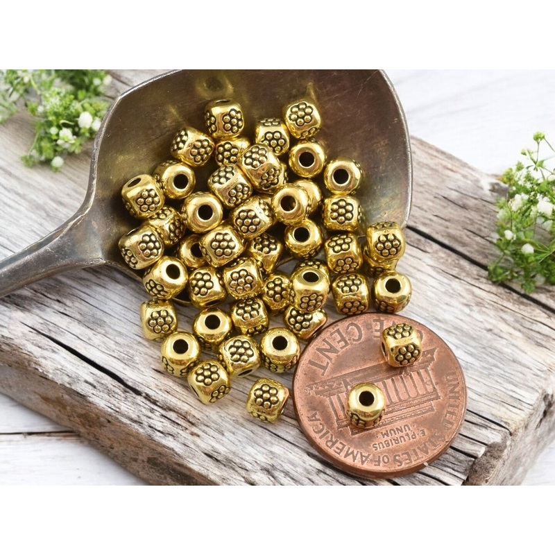 *100* 4mm Antique Gold Barrel Spacer Beads