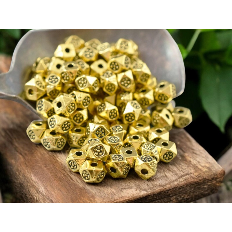 *100* 4mm Antique Gold Wedged Spacer Beads