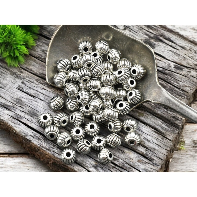 *100* 5x4mm Antique Silver Lantern Spacer Beads