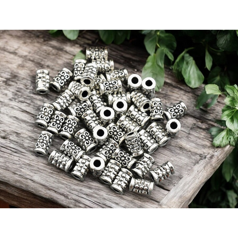 *100* 5x7mm Antique Silver Tube Beads