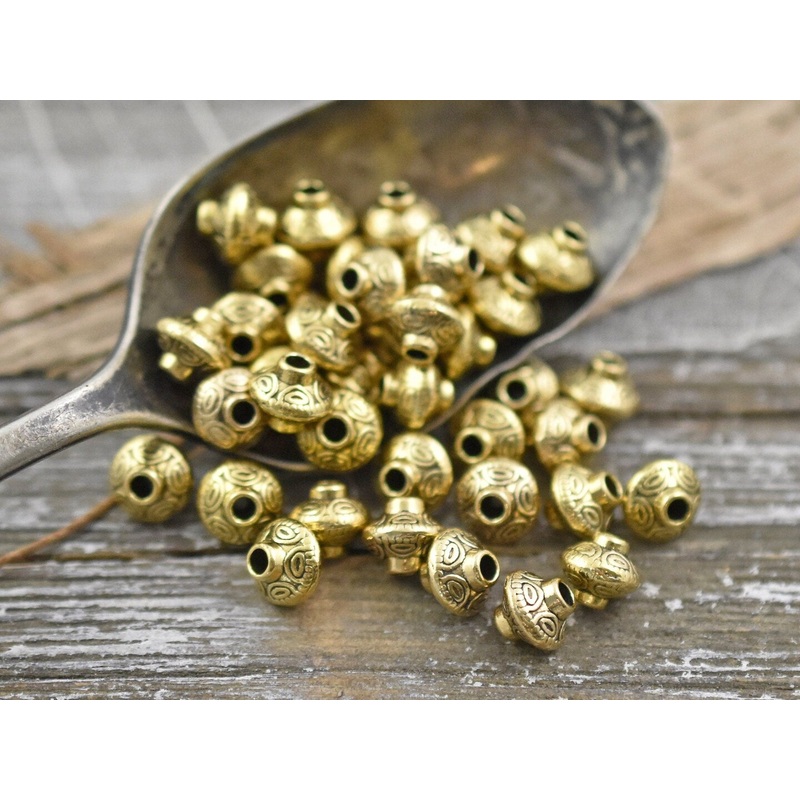 *100* 6mm Antique Gold Bicone Spacer Beads