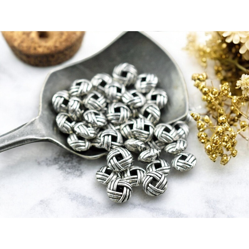 *100* 6mm Antique Silver Puffy Rondelle Spacer Beads