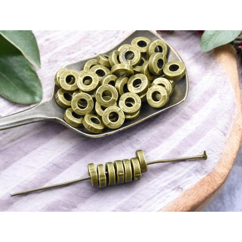 *100* 6x2mm Antique Bronze Donut Spacer Beads