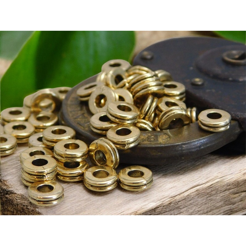 *100* 6x2mm Antique Gold Grooved Rondelle Spacer Beads