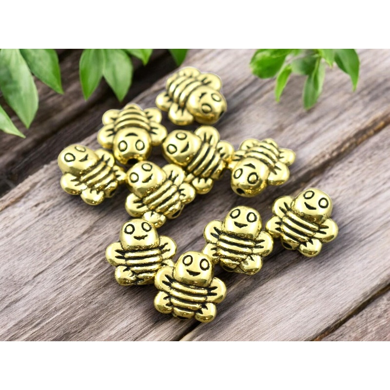 *100* 9mm Antique Gold Bee Beads