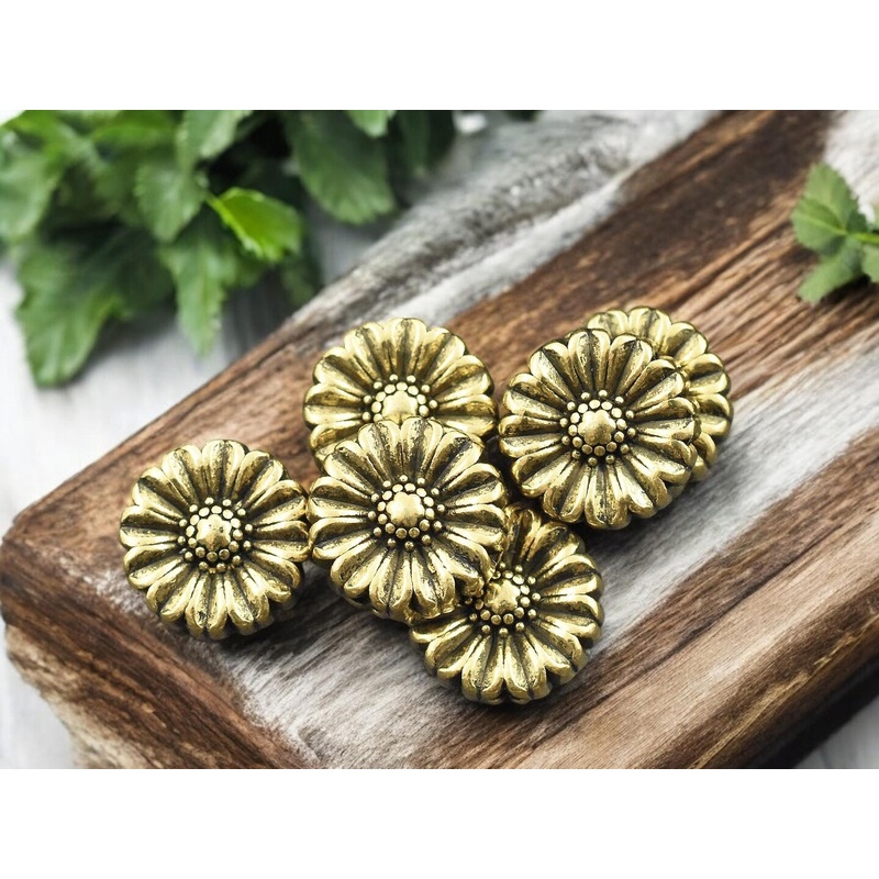 *20* 11x5mm Antique Gold Flat Flower Beads