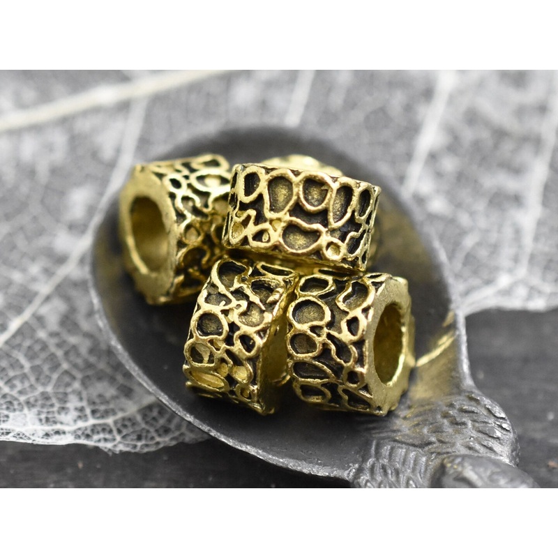 *20* 11x7mm Antique Gold Large Hole Rondelle Beads