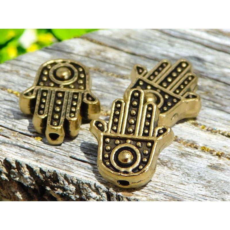 *20* 12x11mm Antique Gold Hamsa Hand Beads