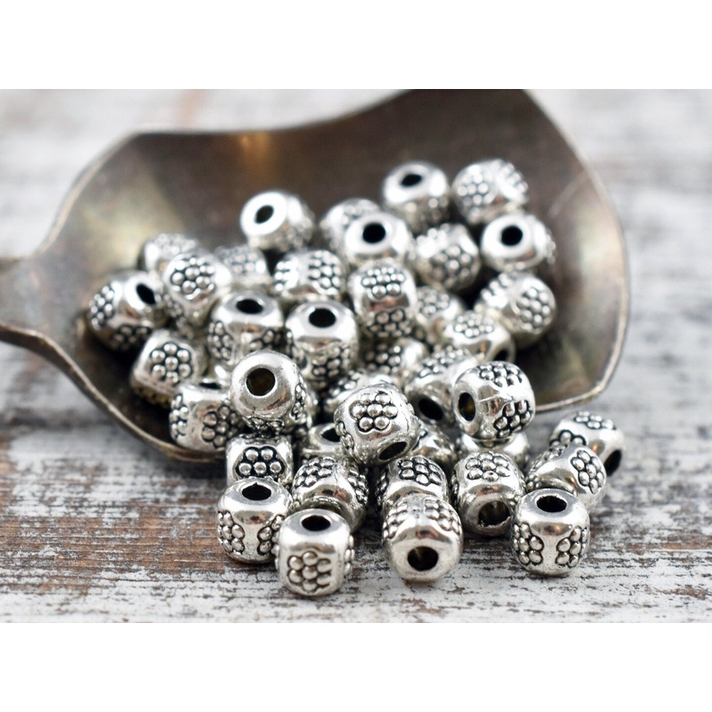 *250* 4mm Antique Silver Barrel Spacer Beads