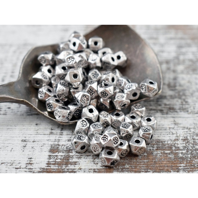 *250* 4mm Antique Silver Wedged Spacer Beads