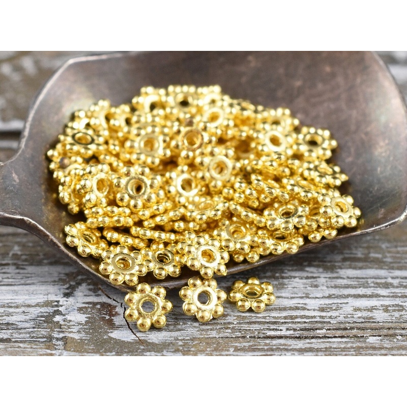 *250* 4mm Gold Daisy Spacer Beads