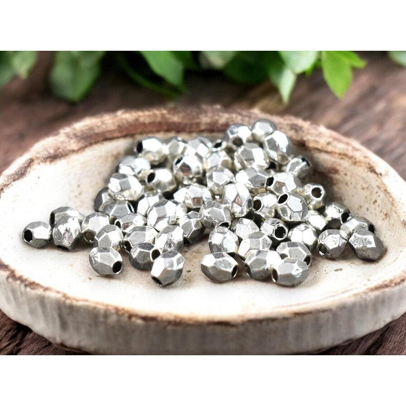 *300* 4x3mm Antique Silver Faceted Oval Spacer Beads