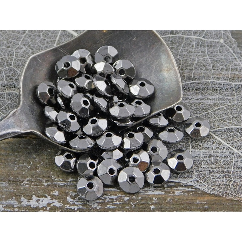 *300* 6x3mm Gunmetal Faceted Rondelle Spacer Beads