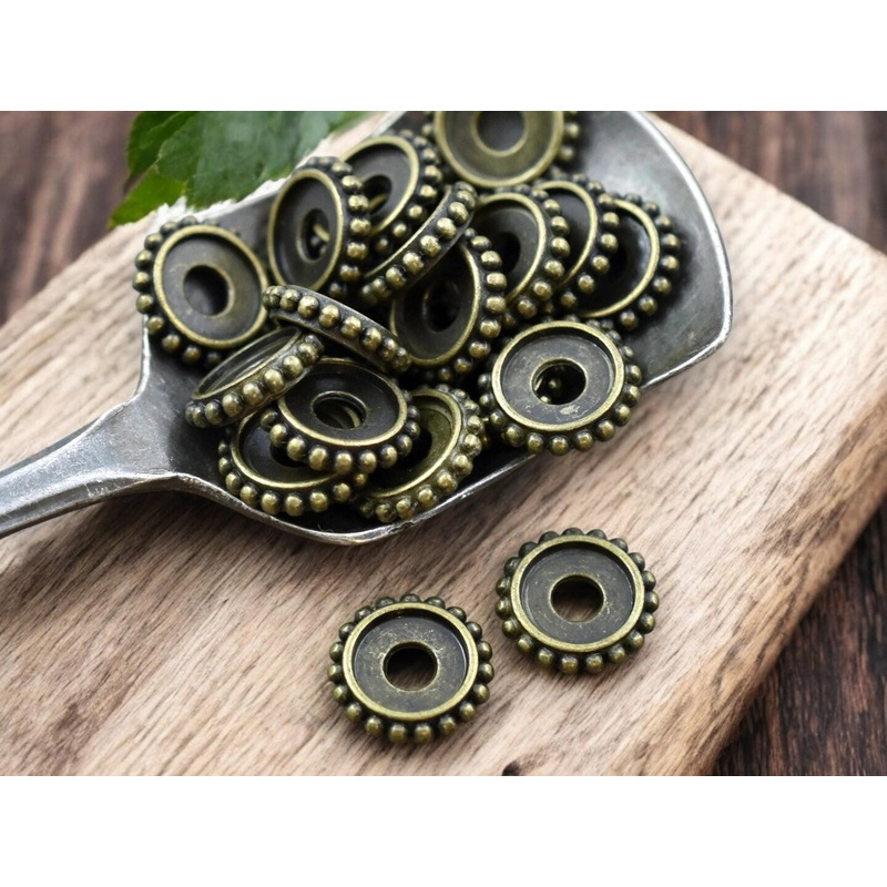 *50* 10x2mm Antique Bronze Bali Style Rondelle Spacer Beads
