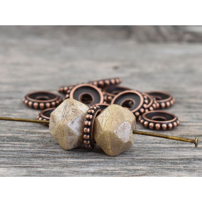 *50* 10x2mm Antique Copper Bali Style Rondelle Spacer Beads