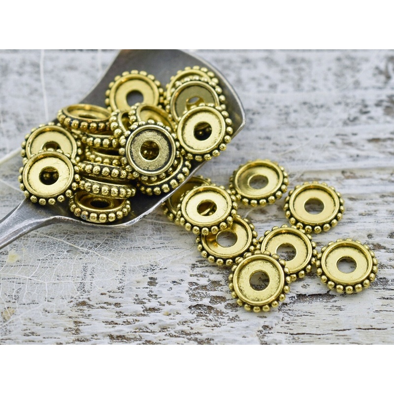 *50* 10x2mm Antique Gold Bali Style Rondelle Spacer Beads